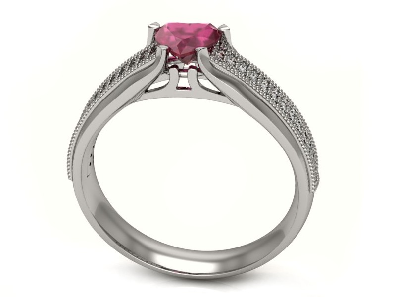 Pierścionek zaręczynowy z rubinem i brylantami - p16107br — zdjęcie 3