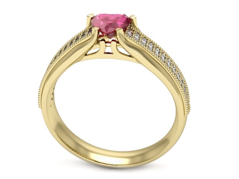 Pierścionek z rubinem i brylantami - p16107zr — zdjęcie 3