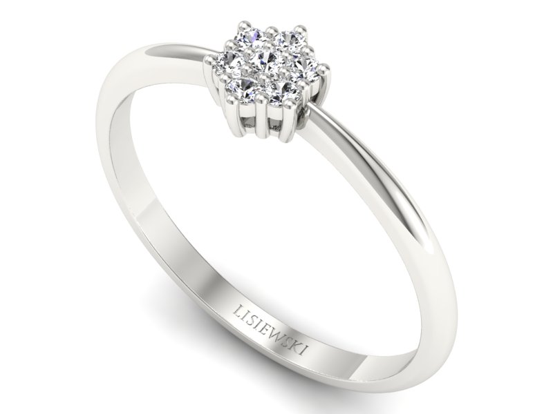 Złoty pierścionek z brylantami białe złoto - p16109b — zdjęcie 3