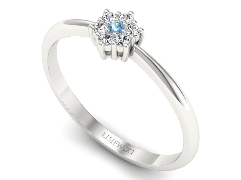 Pierścionek z topazem i brylantami białe złoto - p16109ba — zdjęcie 3