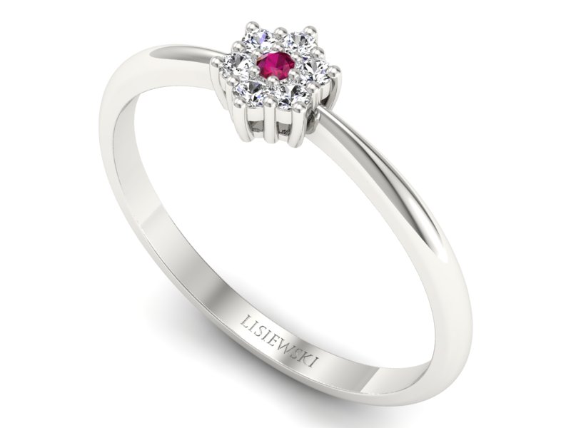 Pierścionek z rubinem i brylantami białe złoto - p16109br — zdjęcie 3