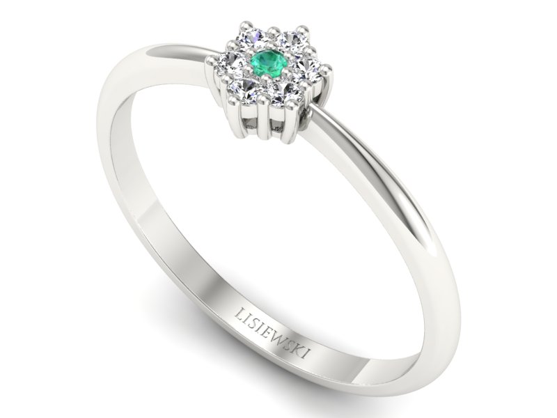 Złoty pierścionek ze szmaragdem i brylantami - p16109bsm — zdjęcie 3