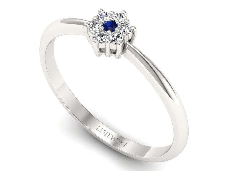 Pierścionek z szafirem i brylantami białe złoto - p16109bsz — zdjęcie 3
