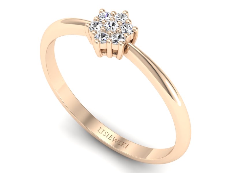 Złoty pierścionek z brylantami różowe złoto - p16109c — zdjęcie 3