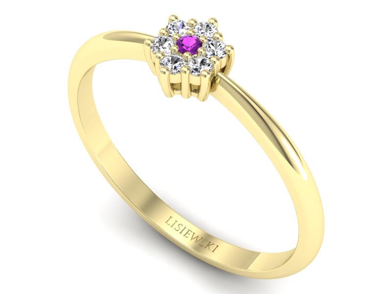 Złoty pierścionek z topazem i brylantami - p16109za — zdjęcie 3