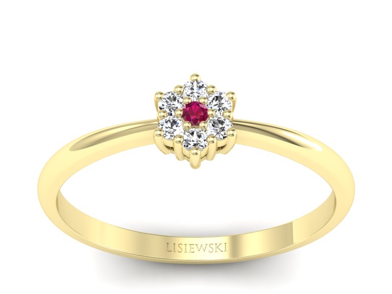 Pierścionek z rubinem i brylantami - p16109zr