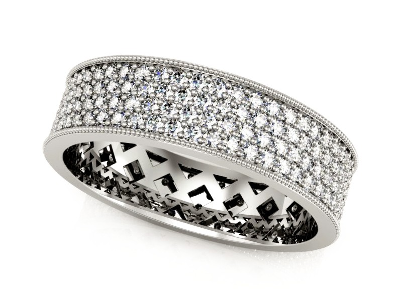 Pierścionek obrączka z brylantami białe złoto - p16110b