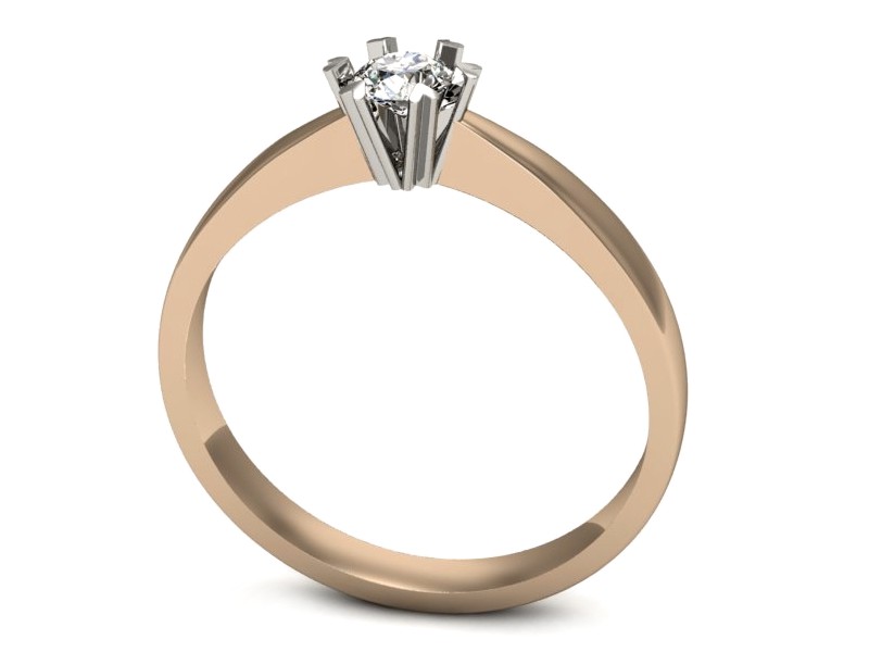 Pierścionek z brylantem różowe i białe złoto - p16111cb — zdjęcie 3