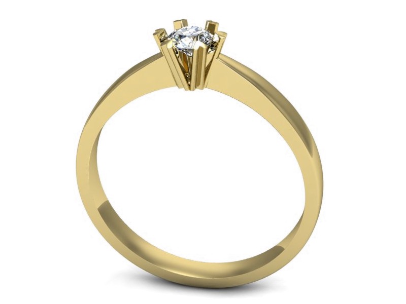 Złoty pierścionek z brylantem żółte złoto - p16111z — zdjęcie 3