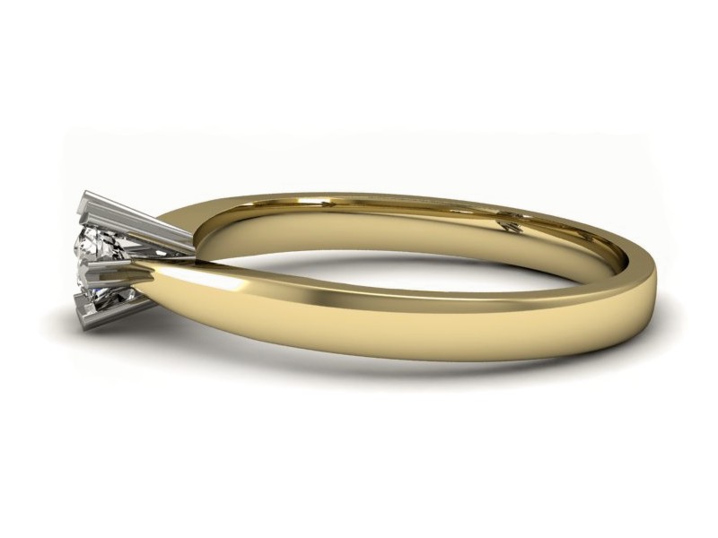 Pierścionek z brylantem z białego i żółtego złota - p16111zb — zdjęcie 2