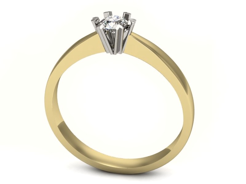 Pierścionek z brylantem z białego i żółtego złota - p16111zb — zdjęcie 3