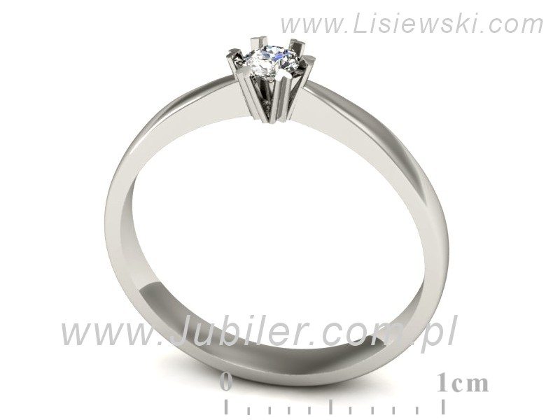 Złoty pierścionek z brylantem białe złoto - p16113b — zdjęcie 3