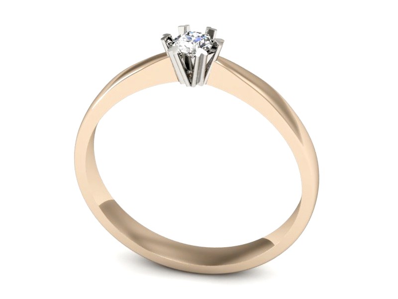 Pierścionek z brylantem różowe i białe złoto - p16113cb — zdjęcie 3