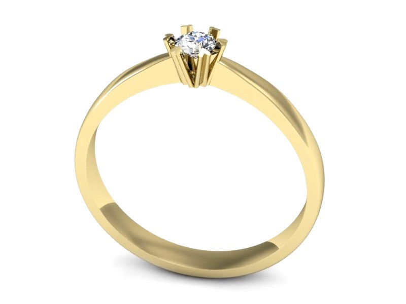 Złoty pierścionek z brylantem żółte złoto - p16113z — zdjęcie 3