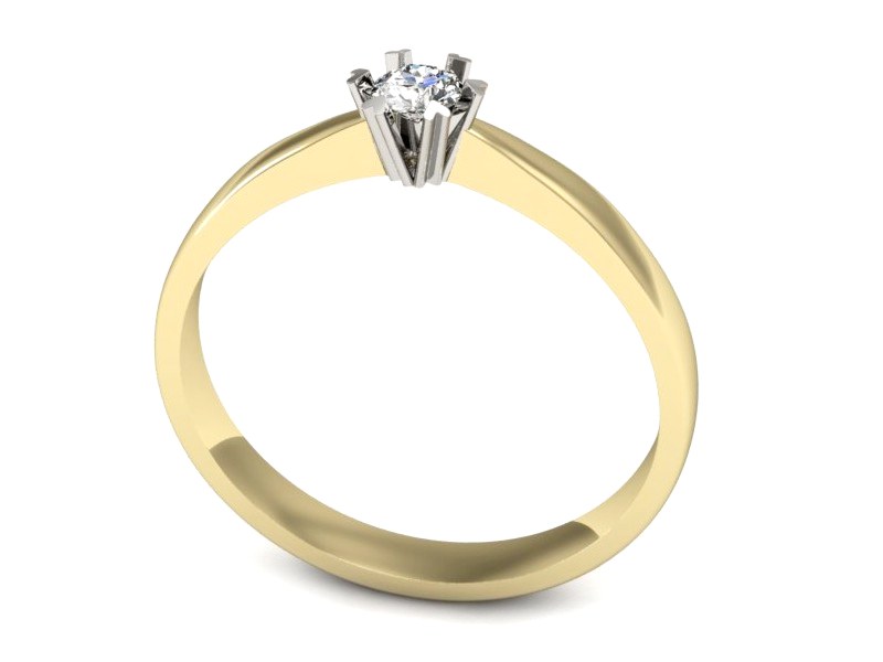 Pierścionek z brylantem z białego i żółtego złota - p16113zb — zdjęcie 3