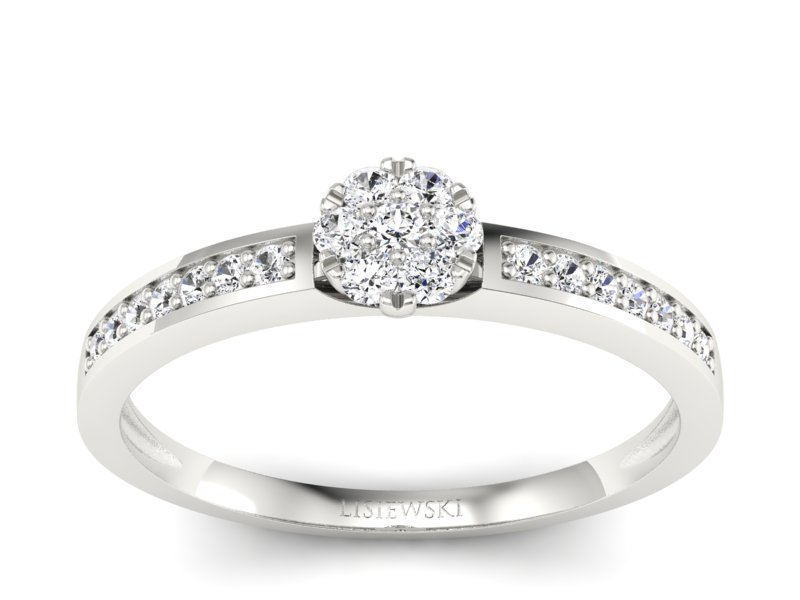 Złoty pierścionek z brylantami białe złoto - p16114b