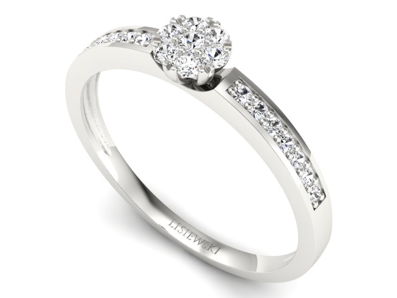 Złoty pierścionek z brylantami białe złoto - p16114b — zdjęcie 3