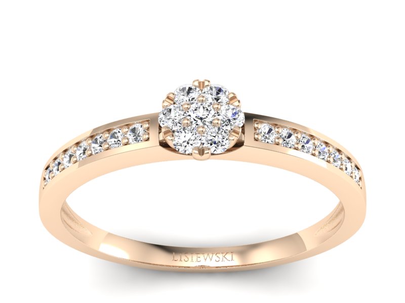 Złoty pierścionek z brylantami różowe złoto - p16114c