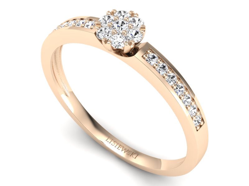 Złoty pierścionek z brylantami różowe złoto - p16114c — zdjęcie 3