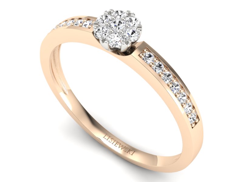 Pierścionek z brylantami białe różowe złoto - p16114cb — zdjęcie 3