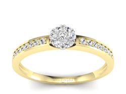 Pierścionek z diamentami żółte i białe złoto - p16114zb