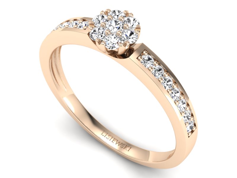 Złoty pierścionek z brylantami różowe złoto - p16115c — zdjęcie 3