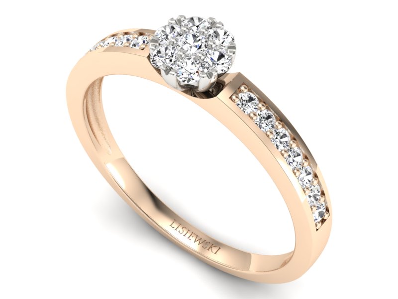 Pierścionek z brylantami białe różowe złoto - p16115cb — zdjęcie 3