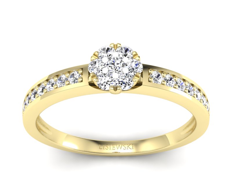 Złoty pierścionek z brylantami żółte złoto - p16115z