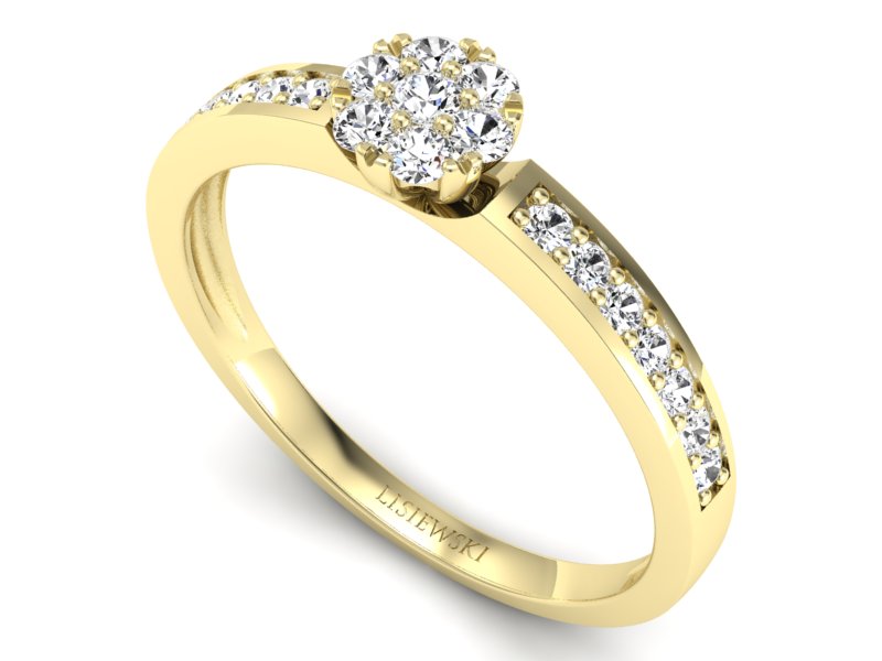 Złoty pierścionek z brylantami żółte złoto - p16115z — zdjęcie 3