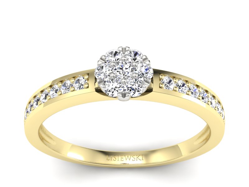 Złoty pierścionek zaręczynowy z brylantami - p16115zb