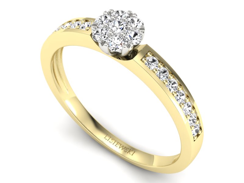 Złoty pierścionek zaręczynowy z brylantami - p16115zb — zdjęcie 3