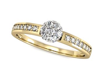 Złoty Pierścionek zaręczynowy z brylantami - p16115zb - 1