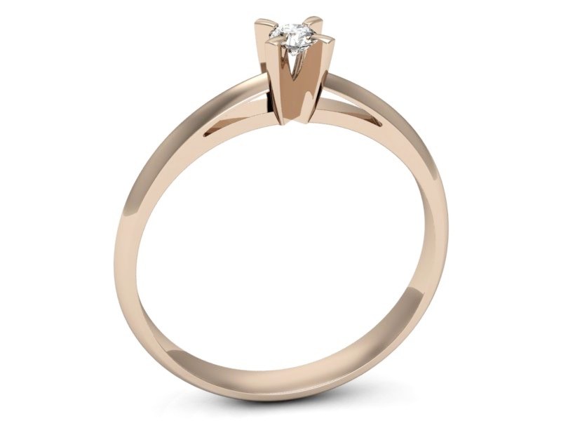 Złoty pierścionek z brylantem różowe złoto - p16116c — zdjęcie 3