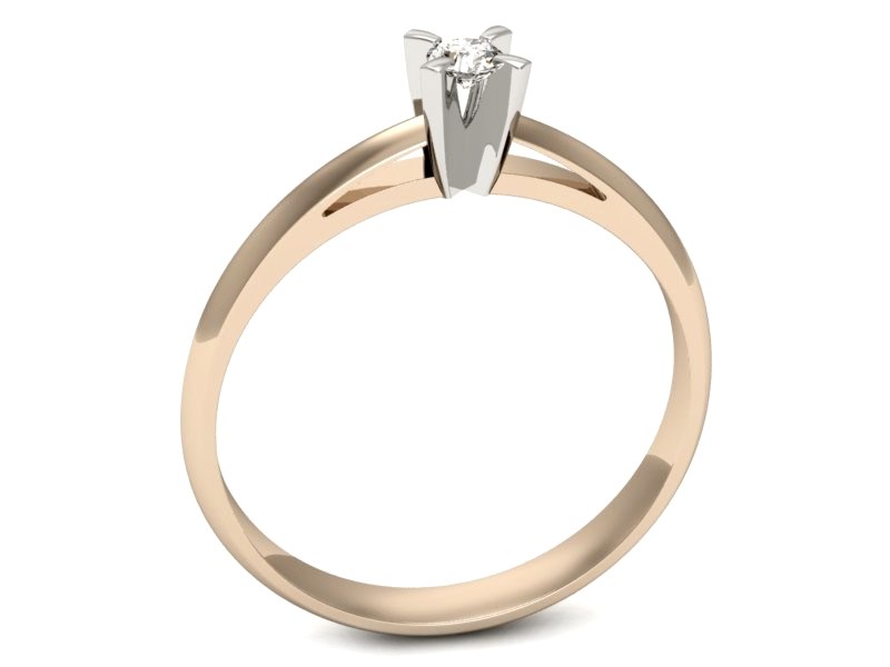 Pierścionek z brylantem różowe i białe złoto - p16116cb — zdjęcie 3