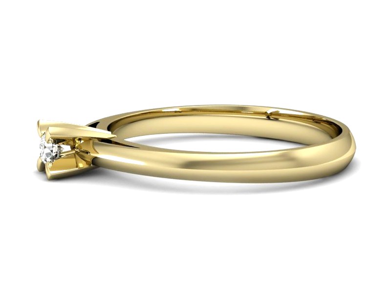 Złoty pierścionek z brylantem żółte złoto - p16116z — zdjęcie 2