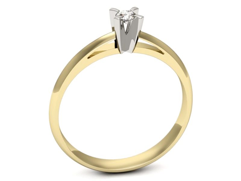 Pierścionek z diamentem żółte i białe złoto - p16116zb — zdjęcie 3