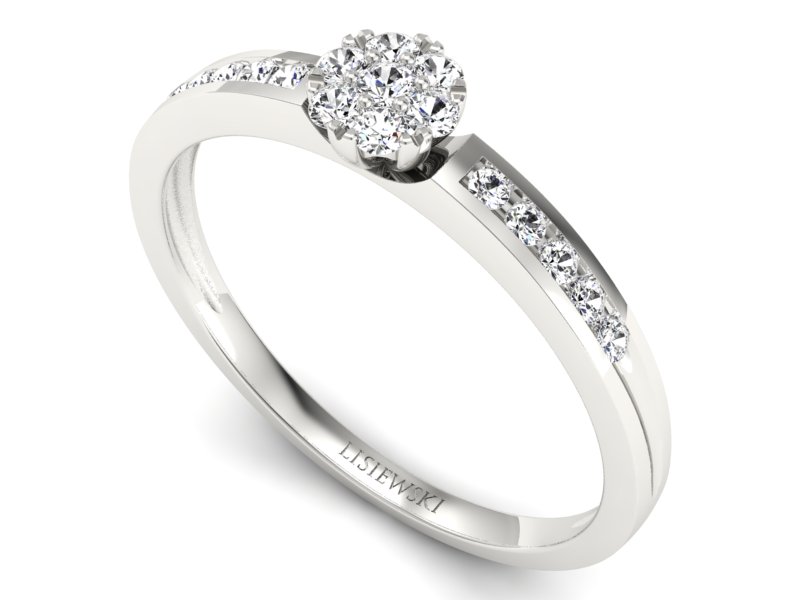 Złoty pierścionek z brylantami białe złoto - p16117b — zdjęcie 3