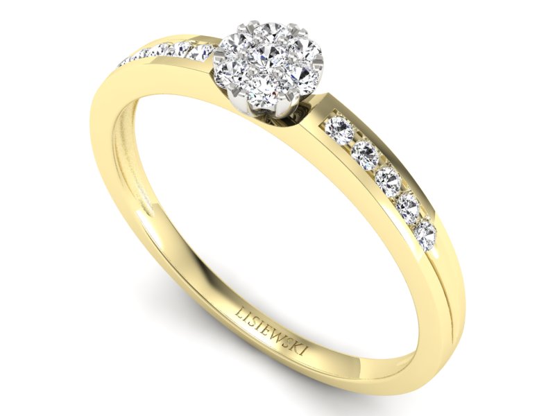 Pierścionek z diamentami żółte i białe złoto - p16117zb — zdjęcie 3