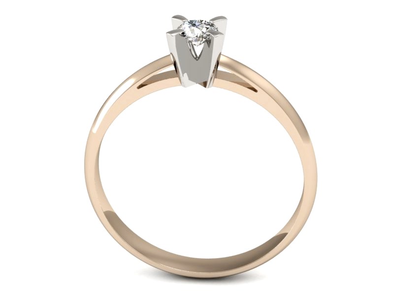 Pierścionek z brylantem różowe i białe złoto - p16118cb — zdjęcie 3