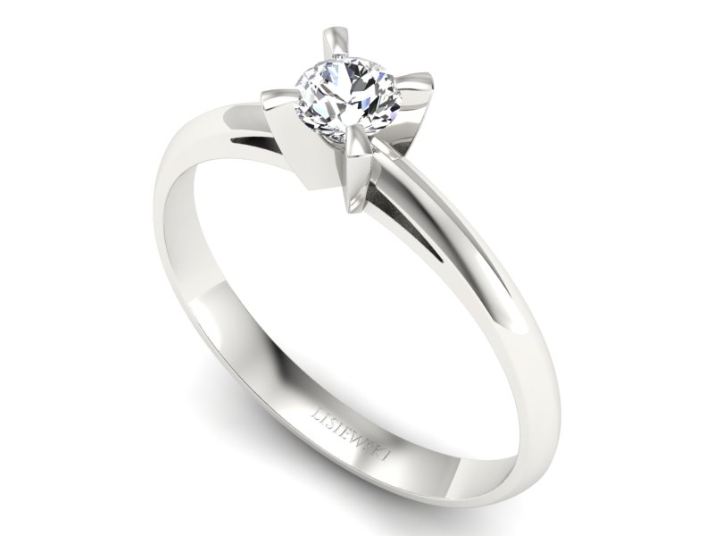 Złoty pierścionek z brylantem białe złoto - p16119b — zdjęcie 3