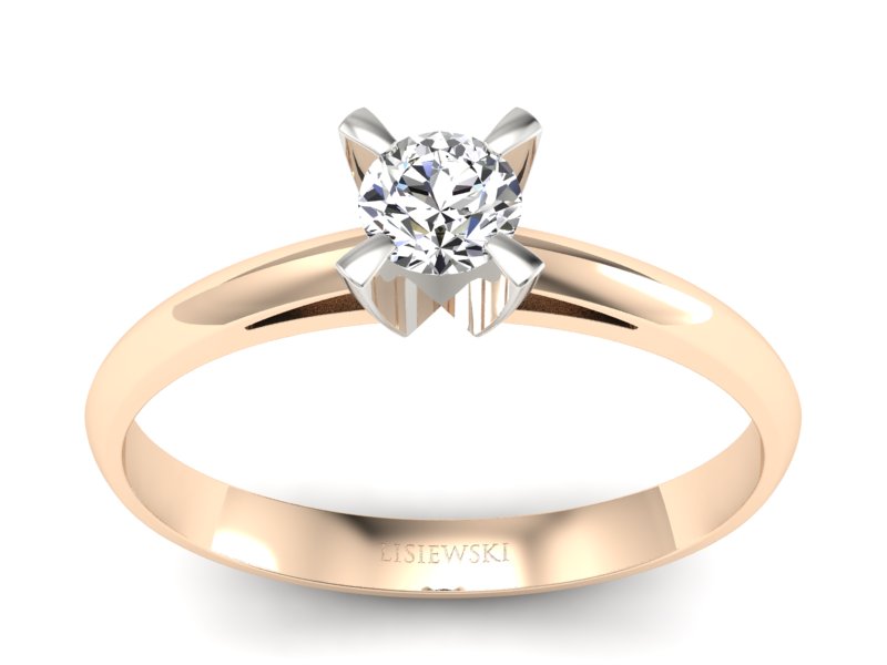 Pierścionek z brylantem różowe i białe złoto - p16119cb