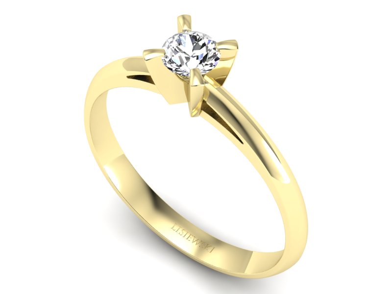 Złoty pierścionek z brylantem żółte złoto - p16119z — zdjęcie 3