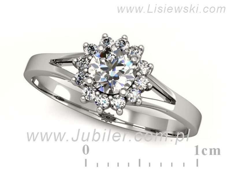 Złoty pierścionek z brylantami białe złoto - p16120b