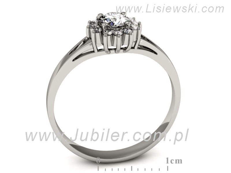 Złoty pierścionek z brylantami białe złoto - p16120b — zdjęcie 3