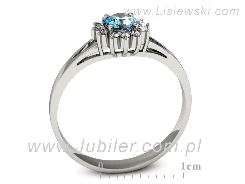 Pierścionek z topazem i brylantami białe złoto - p16120ba — zdjęcie 3
