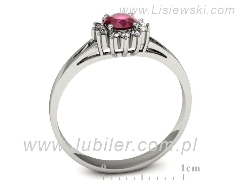 Pierścionek z rubinem i brylantami białe złoto - p16120br — zdjęcie 3