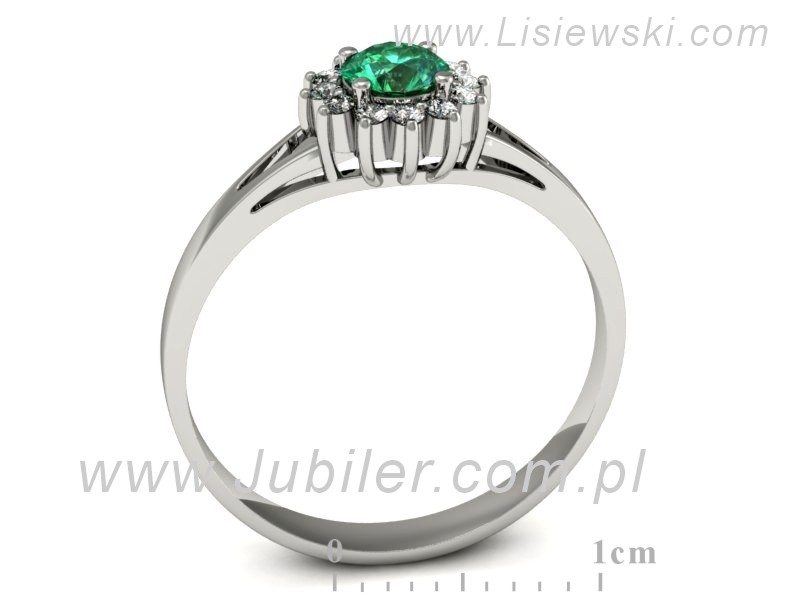 Złoty pierścionek ze szmaragdem i brylantami - p16120bsm — zdjęcie 3