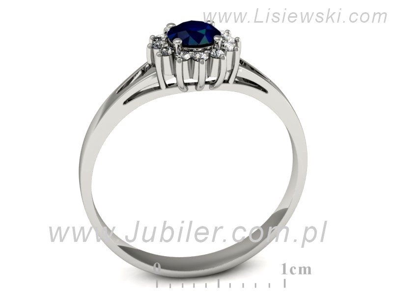 Pierścionek z szafirem i brylantami białe złoto - p16120bsz — zdjęcie 3