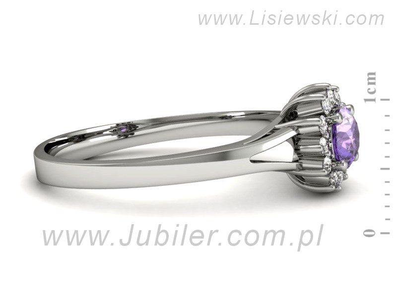 Pierścionek z tanzanitem białe złoto i brylantami - p16120bt — zdjęcie 2