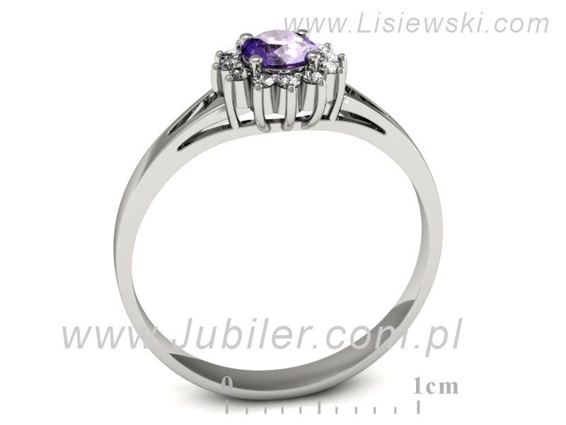 Pierścionek z tanzanitem białe złoto i brylantami - p16120bt — zdjęcie 3